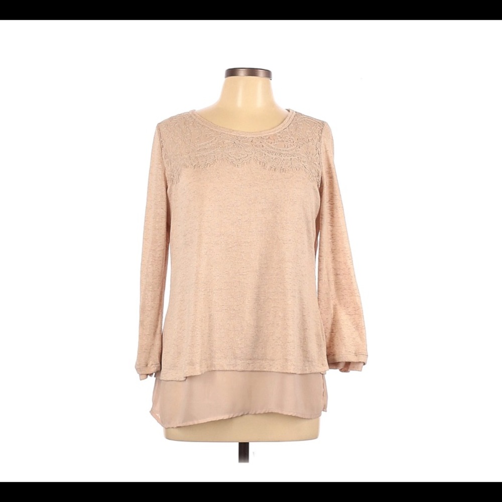 Adiva Women’s Medium Blush Pullover Blouse with Lace